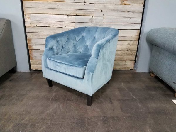 Blue Tufted Barrel Chair