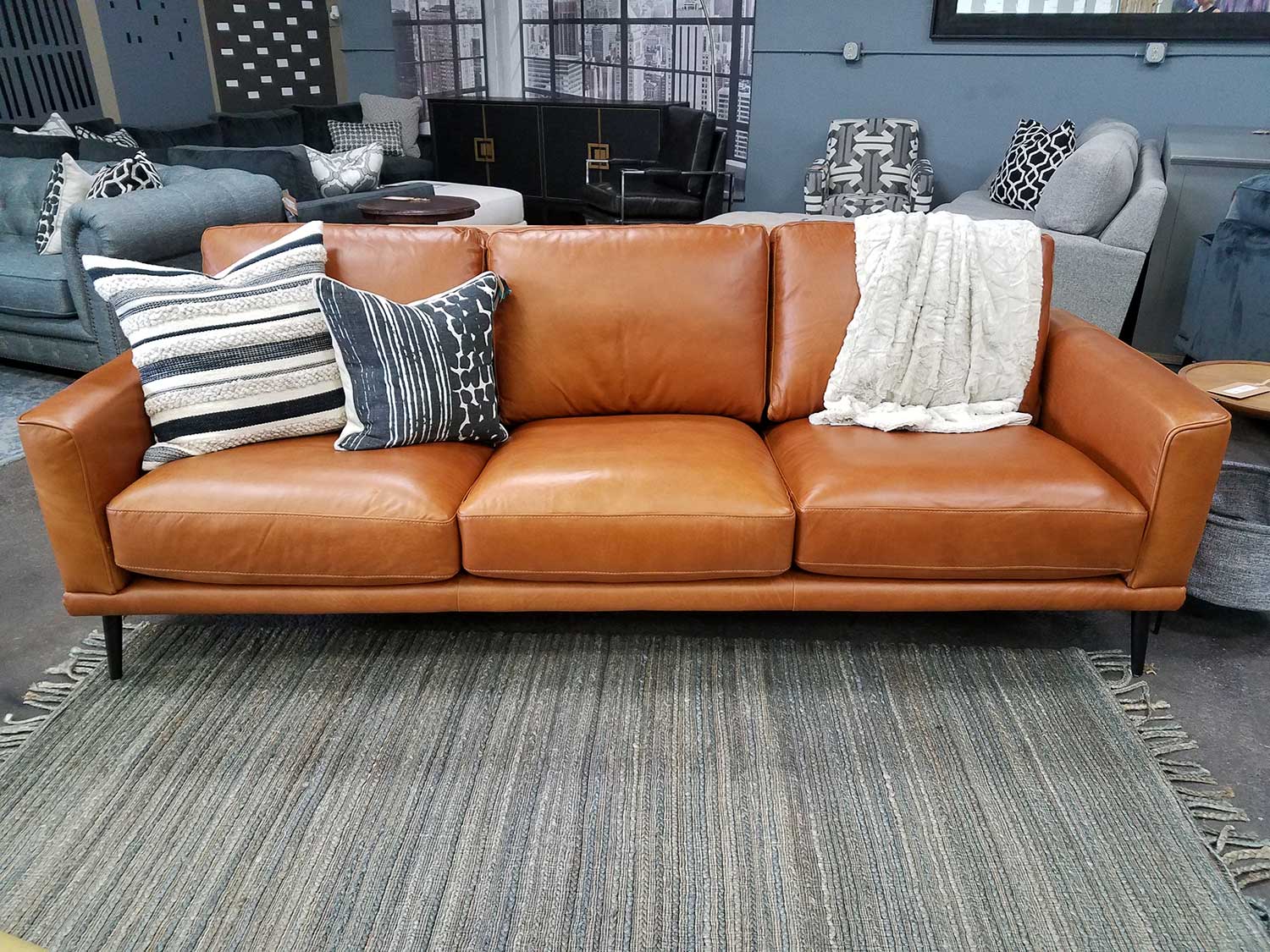 cognac color leather sofa