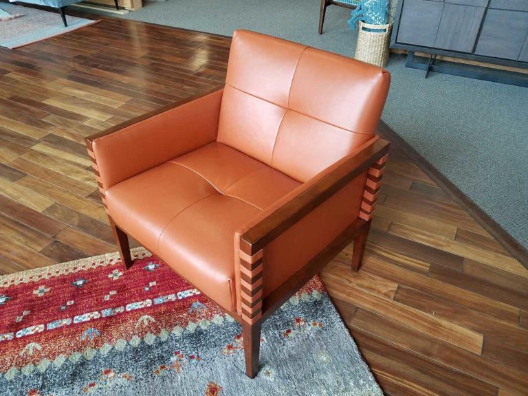 orange leather chair living room