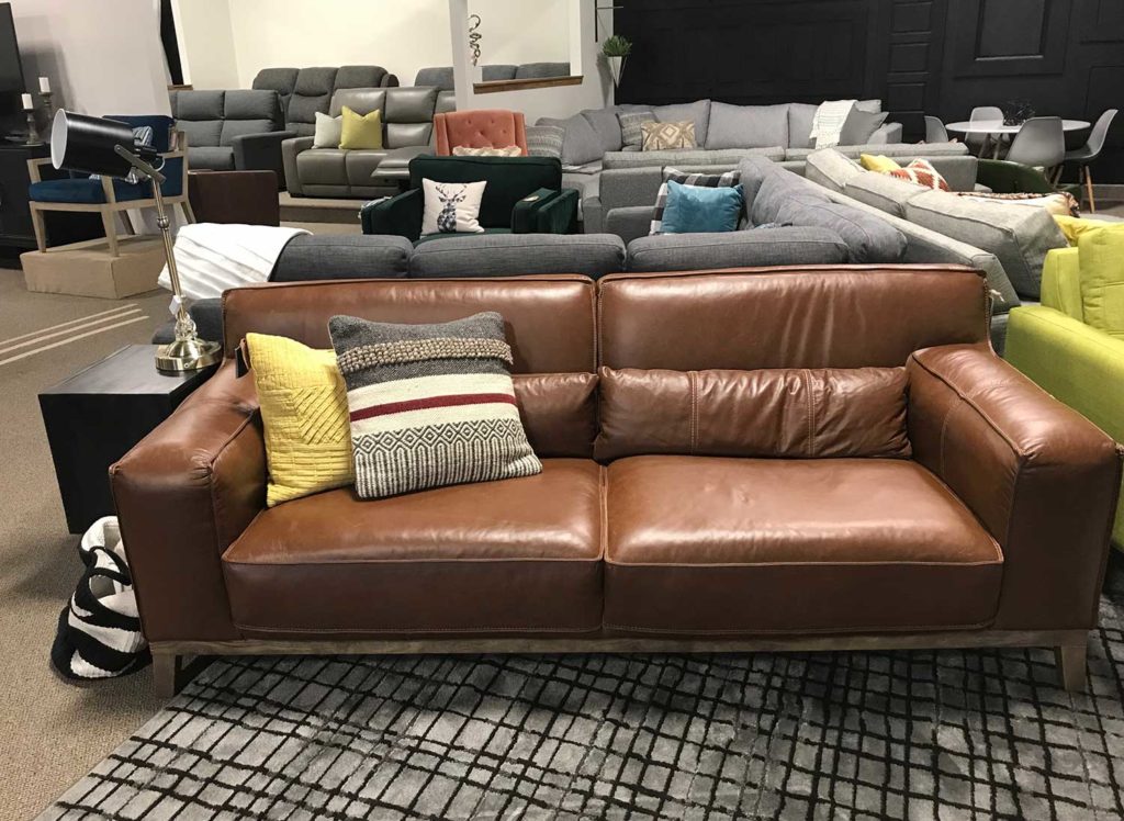wooden base leather sofa