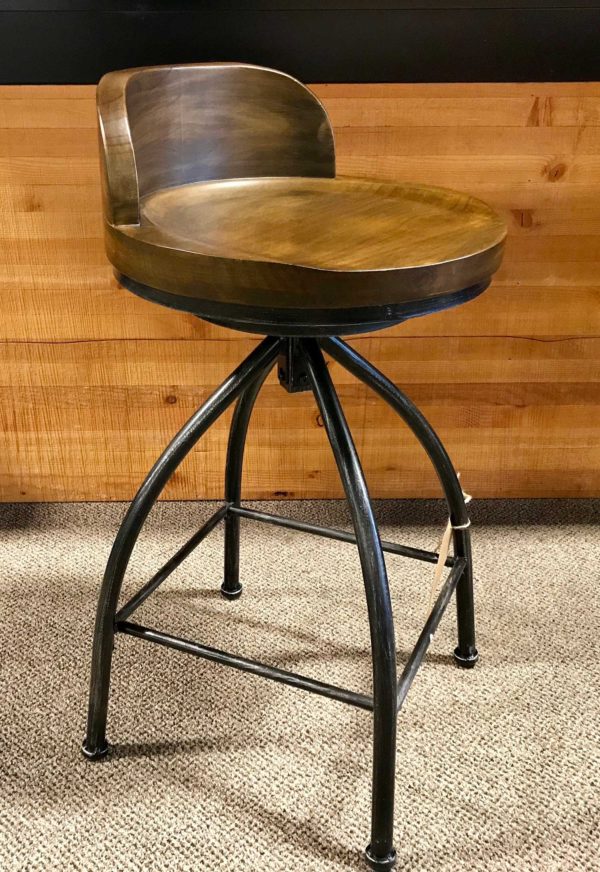 Wood Seat Swivel Stool